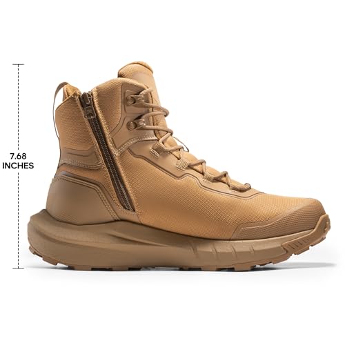 Men's Tactical Hiking Boots Lightweight Cushion Sole Side Zipper 8 Inches C799