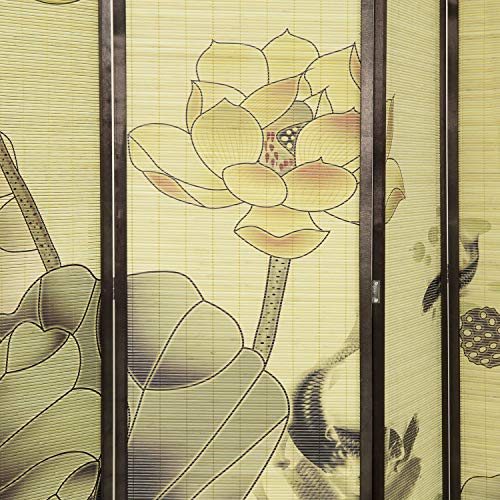 4-Panel Folding Bamboo Room Divider with Cherry Blossom Scene B61114