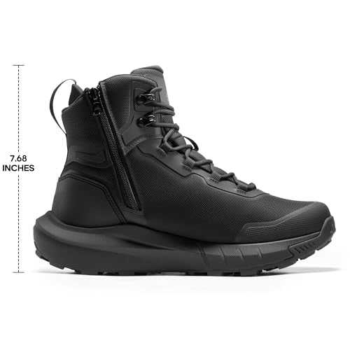 Men's Tactical Hiking Boots Lightweight Cushion Sole Side Zipper 8 Inches C799