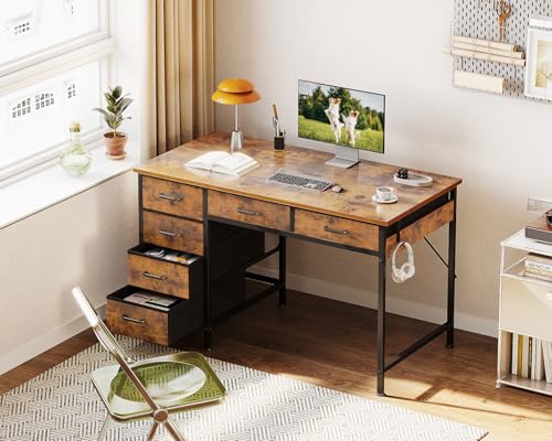 Computer Desk with 6 Drawers, 40 Inch Small Desk with Storage L2851