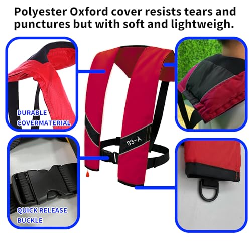 Automatic Inflatable Life Jacket for Adults, Low Profile, 330 lbs E6850