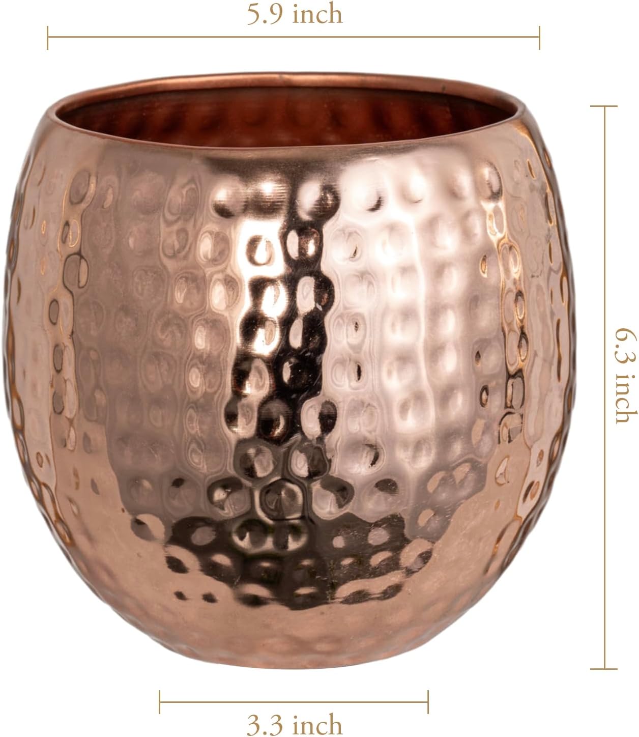 6.5 Inch Hammered Copper Tone Metal Planter Pot I502