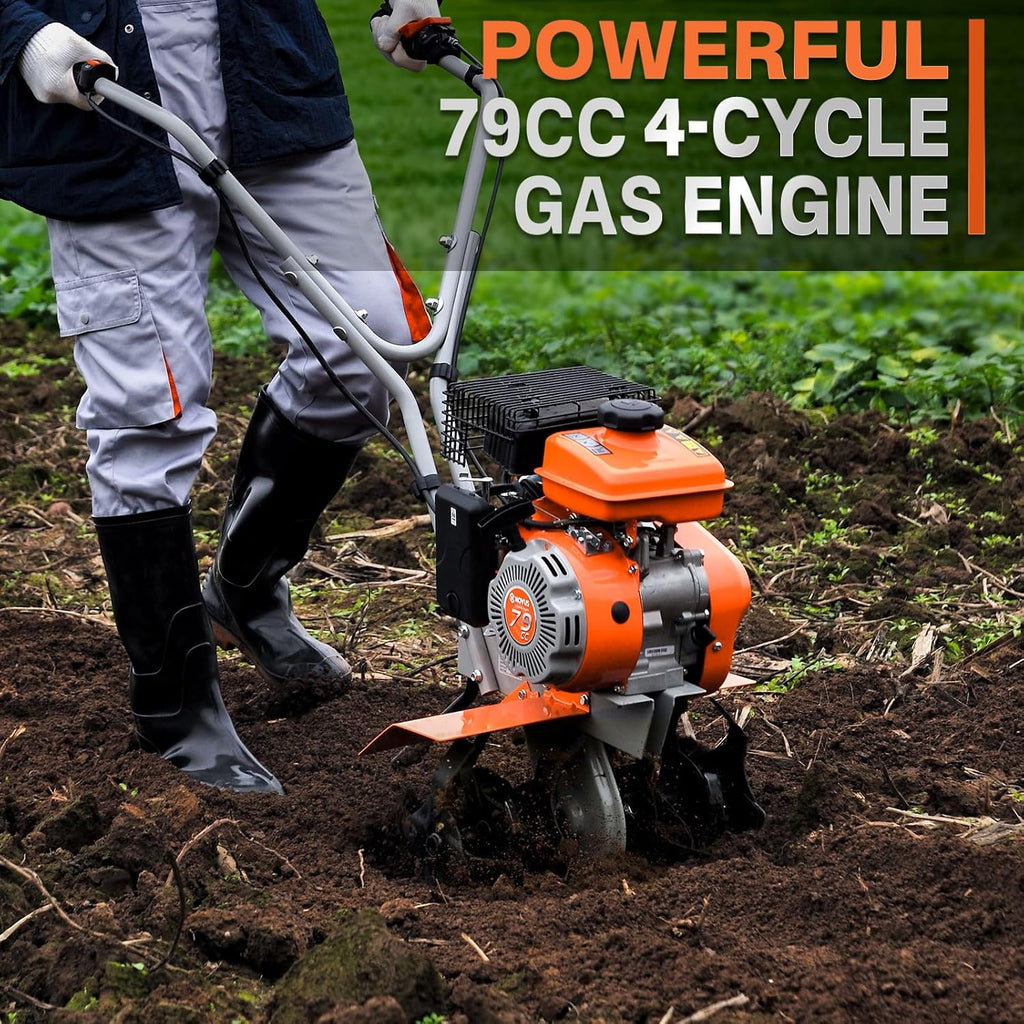 17-Inch Gas Tiller for Gardening, Front Tine Cultivator R439
