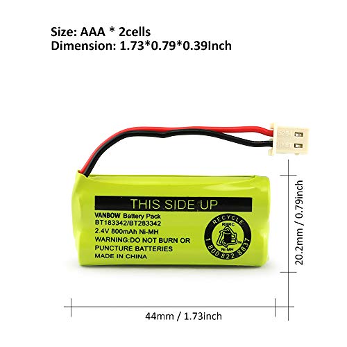2.4V 800mAh Ni-MH Battery Pack for Cordless Phones (2-Pack) H9026