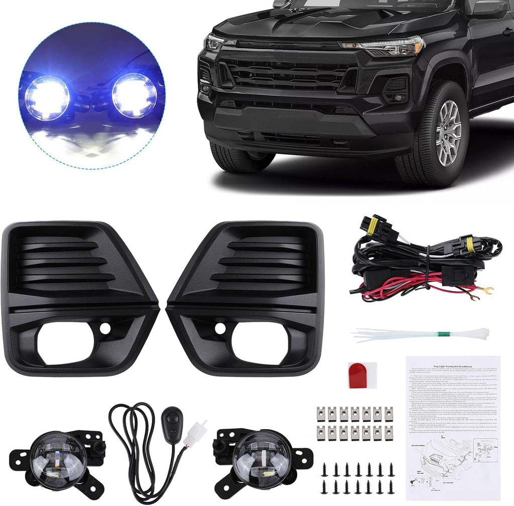 LED Fog Lights Kit for 2023 2024 Chevy Colorado Front Bumper with Wiring Harness N834035
