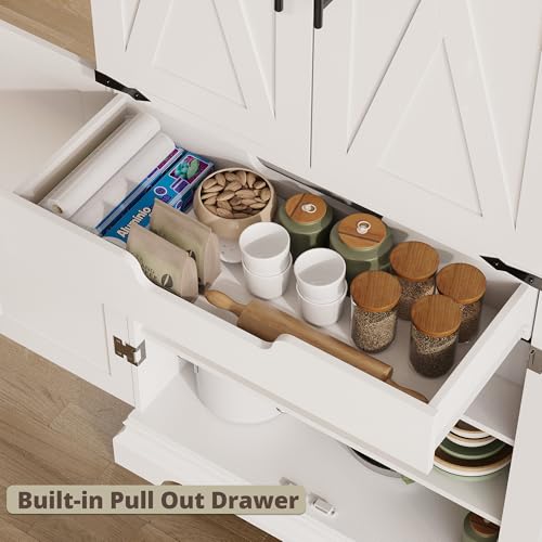 Kitchen Pantry Cabinet 72" H with 9 Shelves and 4 Barn Doors K363211