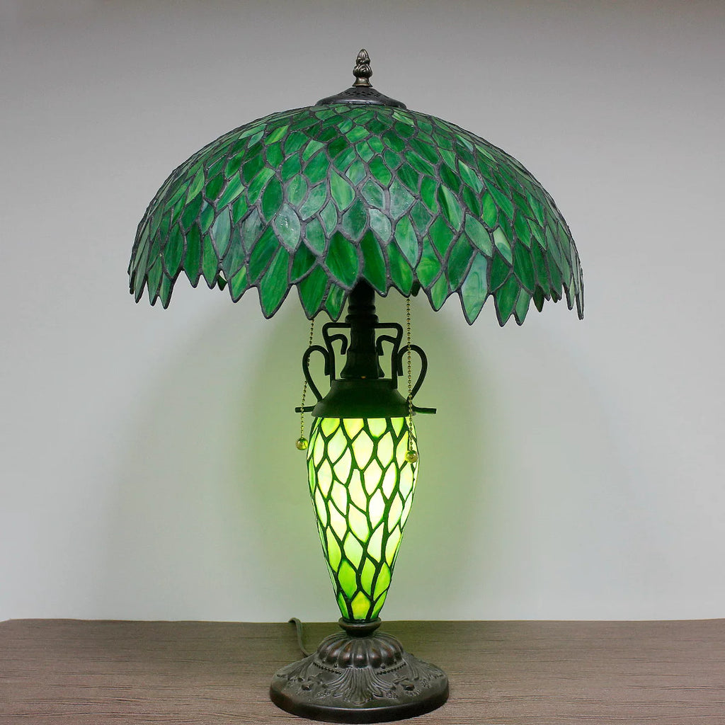 Green Stained Glass Wisteria Table Lamp for Living Room Bedroom J562