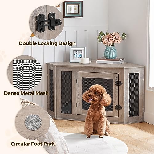 Wooden Dog Crate Furniture End Table for Small Medium Dogs V70534