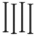 4-Pack 12 Inch Wheeled Tube Table Legs, Industrial Table Legs with Corner Casters - Rustic Metal Tube and Flange - Table Stand Brackets with Twine