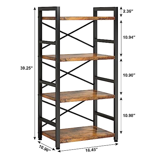 3 Tier Industrial Bookcase, Rustic Etagere Bookshelf for Living Room U5786