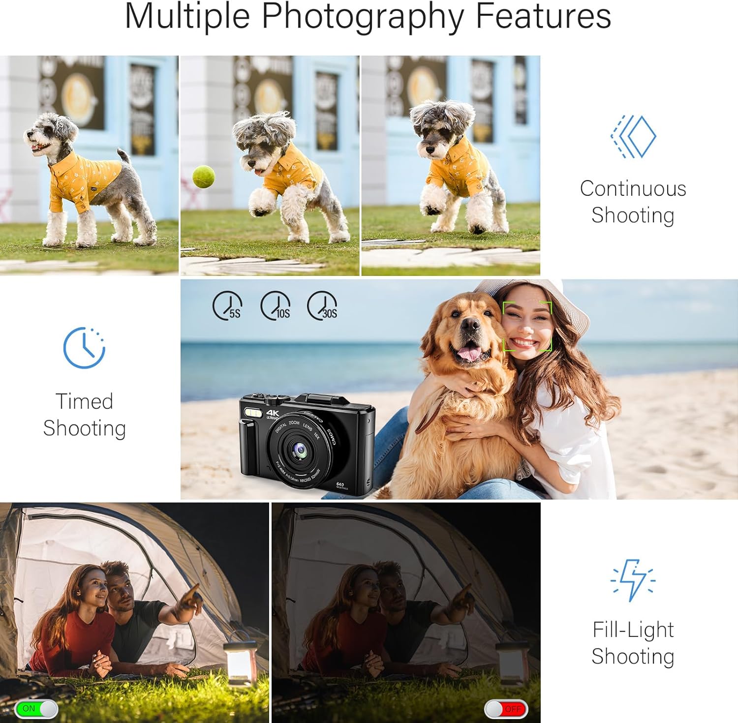4K Digital Camera for Photography, 64MP Vlogging with 18X Zoom and Flip Screen K331304