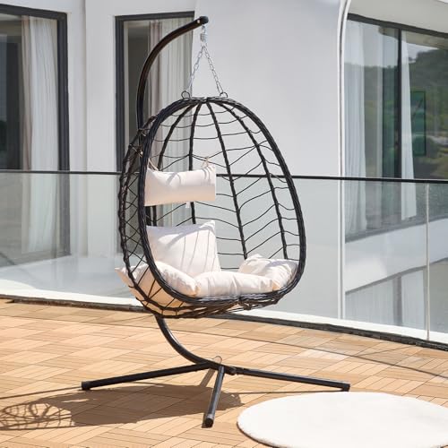 Outdoor Hanging Egg Chair with Stand and Cushion U91081