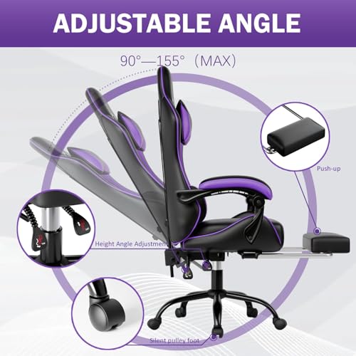 Ergonomic Gaming Chair with Footrest, Reclining, Lumbar Support I1131