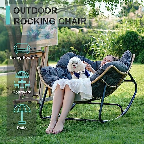Oversized Patio Papasan Rocking Chair with Wicker Lounge G5657