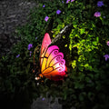 2 in 1 Waterproof Solar Butterfly Garden Light Metal and Glass Decorative Lights LED Outdoor Lighting Yard lamp Patio Lawn Pathway Decor with Ground Stake (Blue)