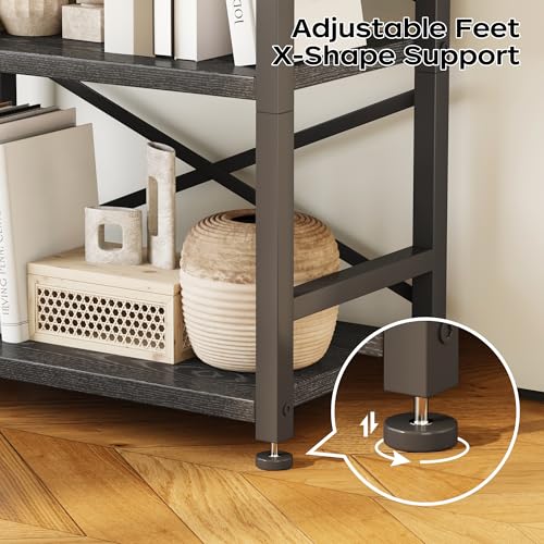 3 Tier Industrial Bookcase, Rustic Etagere Bookshelf for Living Room U5786