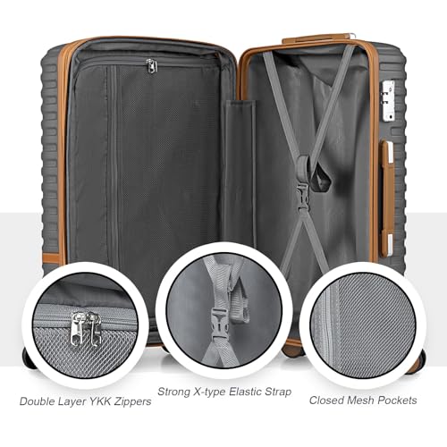 Expandable Carry-On Luggage Set, Lightweight Hard Shell 20 Inch with Spinner Wheels M12570