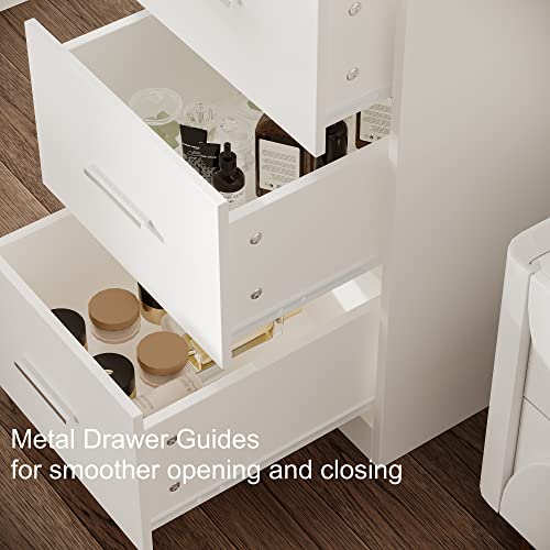 Makeup Vanity with 3-Color Dimmable Lighted Mirror, Side Storage Shelf & 4 Drawers E6505