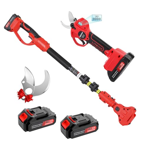 Electric Pruning Shears, Professional Cordless Pruning Shears with LCD Display, Electric Pruner Battery Powered with 2 PCS Rechargeable 2Ah Lithium Battery, 1.2Inch (30MM) Cutting Diameter
