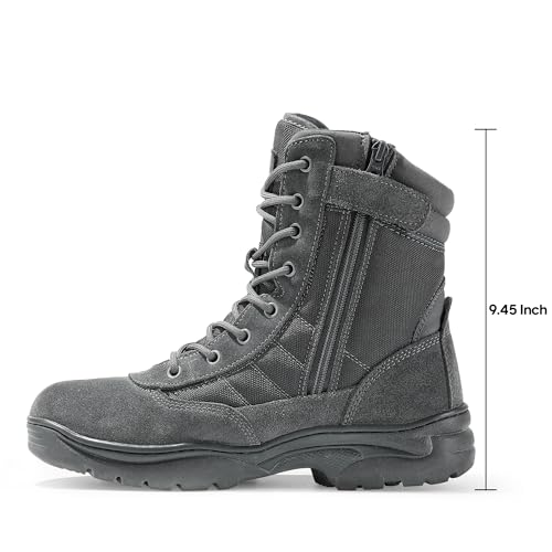 Men's Military Tactical Work Boots Side Zipper Leather Motorcycle Combat Boots N655026