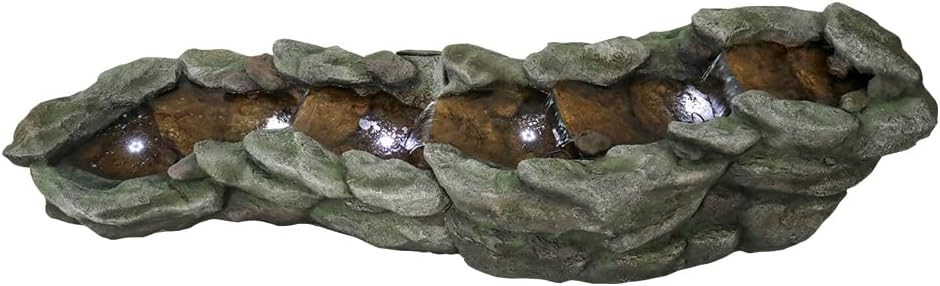 Outdoor Rock Water Fountain with LED Lights for Garden Patio N3778