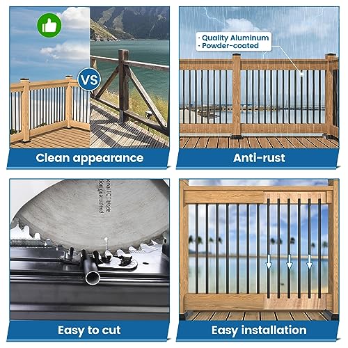 50 Pack 26" Aluminum Deck Balusters Round Black for Railing Stair Porch E465
