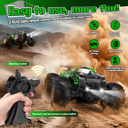 Remote Control Car, All-Terrain Truck for Boys, Rechargeable with LED, 2.4GHz H693