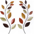 Asense Set of 2 Metal Tree Leaf Wall Hanging Art Decor, 38 Inch Iron Olive Branch Leaf Home Sculptures for Bedroom Living Room Hotel Office