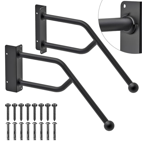 SELEWARE Heavy Duty Handrail Jamb-Mount Handrail for 1-3 Steps Fully Welded Ironl Handrail for Outsteps Garage Railing Safety Grab Bar for Elderly Ball End Design 28'' Long 1.3'' Dia (Right Side)