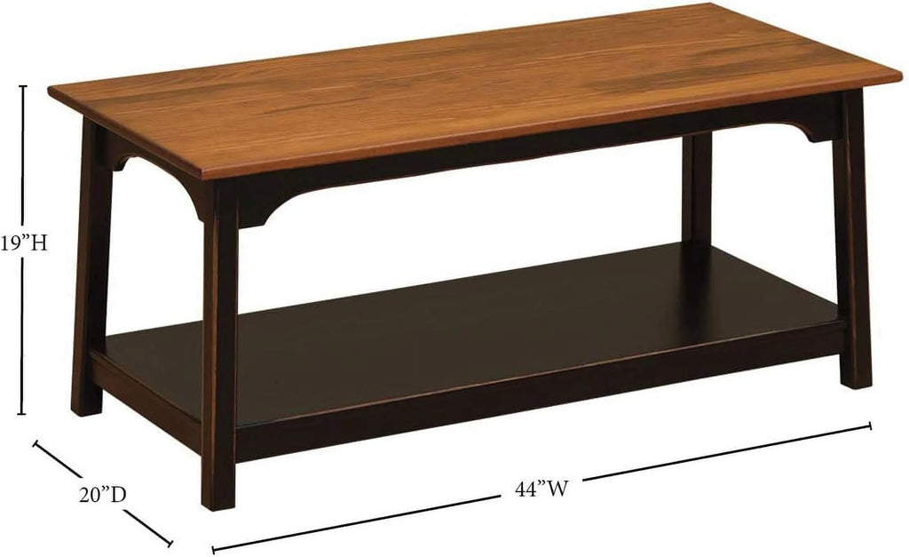 Rustic Wood Shaker Coffee Table with 2 Tier Shelves P270869