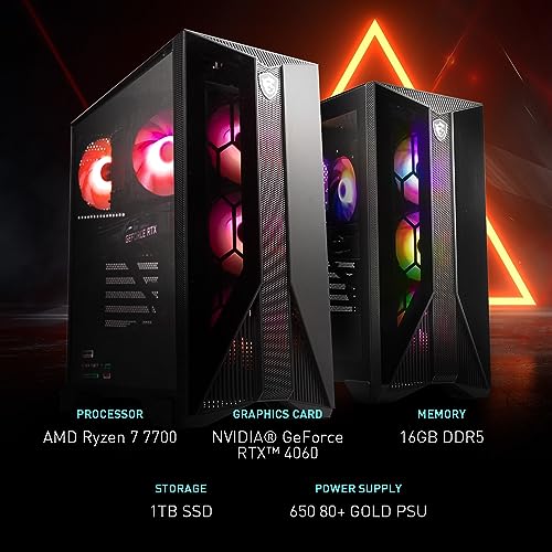 Gaming Desktop PC with AMD Ryzen 7, RTX 4060, 16GB RAM, 1TB SSD T284492