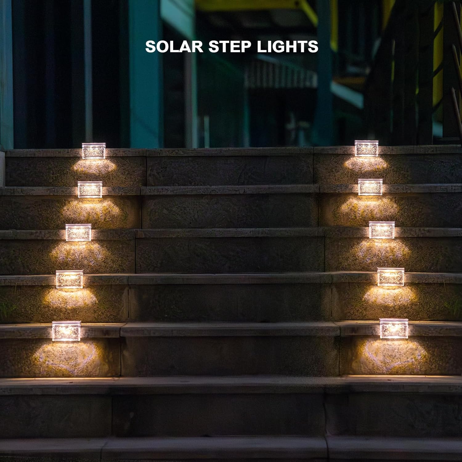 Solar Step Lights Outdoor Waterproof LED for Patio Stairs, 8 Pack, Warm White X26541