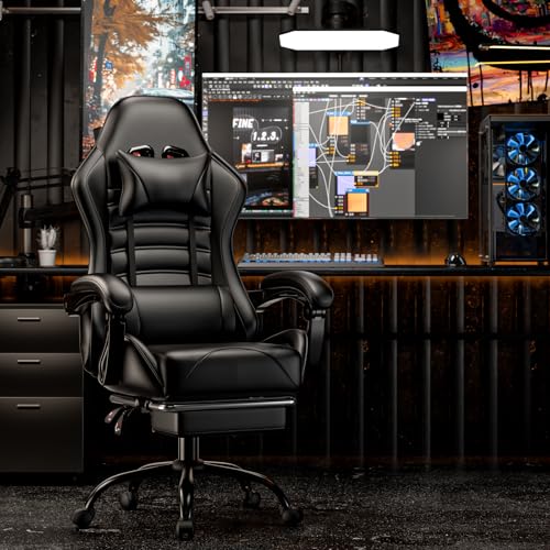 Ergonomic Gaming Chair with Footrest, Reclining, Lumbar Support I1131