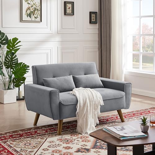 Mid Century Modern Loveseat Sofa with Wood Legs Z78752