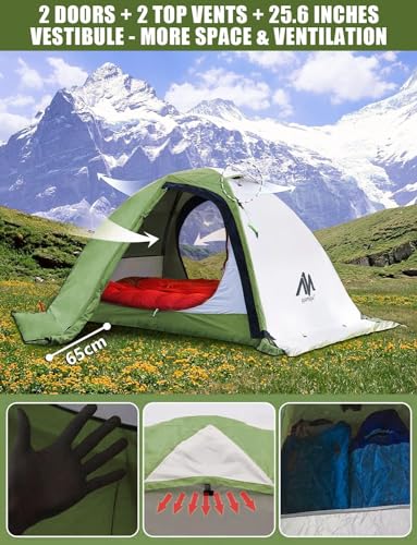 4 Season Backpacking Tent 2 Person Ultralight Waterproof Double Layer T594040