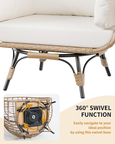 Wicker Egg Chair with Cushions and Ottoman L257
