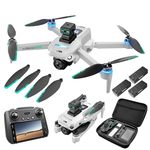 Drones with Camera for Adults 4K, GPS UHD Drone, 5G Remote Controller with Screen, One Key Return, Dual Camere, 3rd Gear Speed, Optical Flow Mode and Obstacle Avoidance, Drone for Beginners (White)