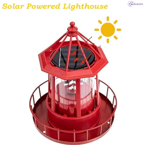 Solar Lighthouse Rotating Light, IP65 Waterproof for Patio Garden Decor H598474