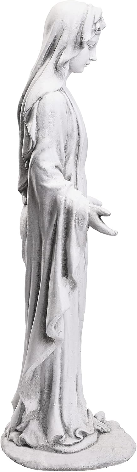Virgin Mary Statue 29.9" Tall Religious Garden Décor Outdoor Gray S62935