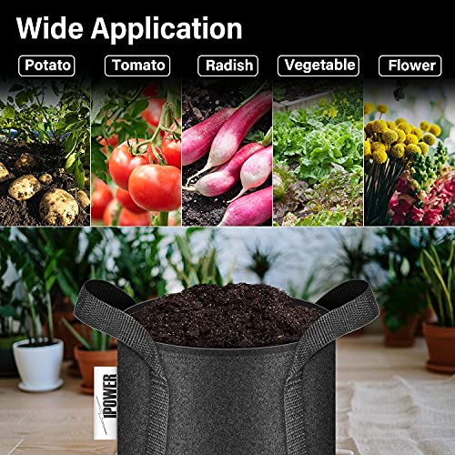 Plant Grow Bags 5 Gallon 10-Pack Tan Heavy Duty Aeration Fabric Pots with Strap Handles N82724