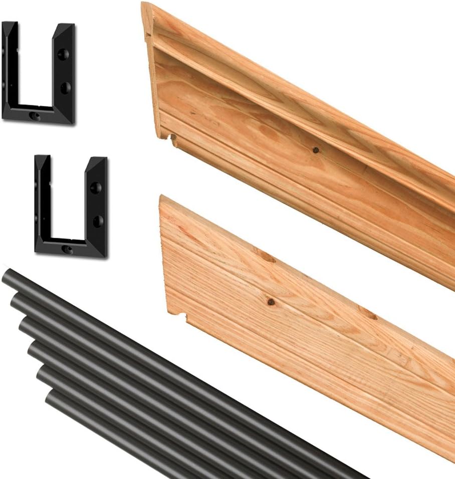 Pressure-Treated Cedar-Tone Stair Deck Railing Kit with Black Aluminum Balusters V744