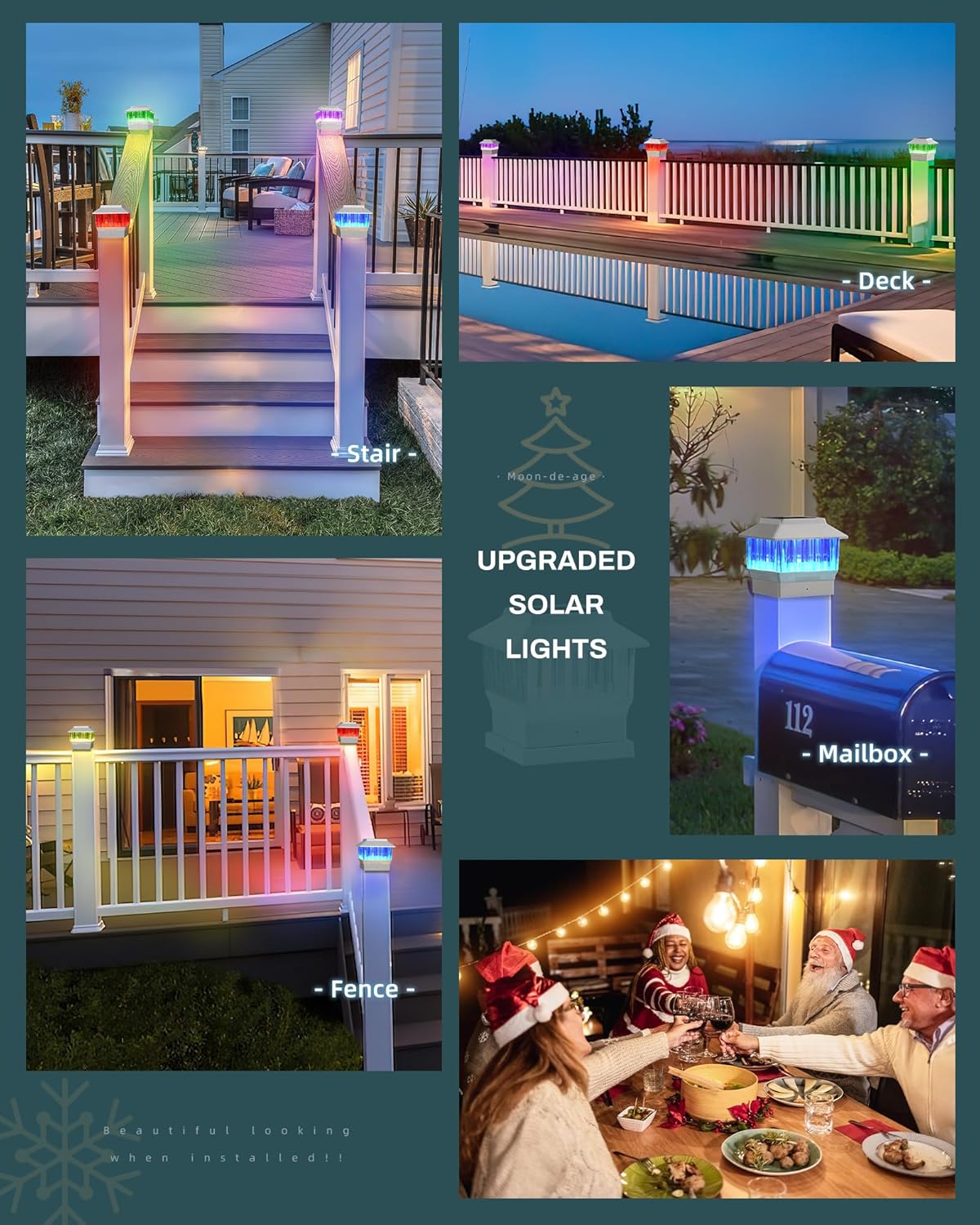 Solar Post Lights 3 Modes RGB & Warm White J648297