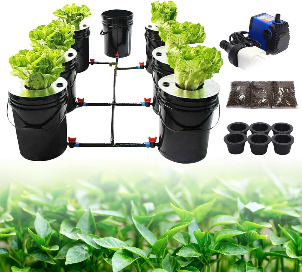 Hydroponics Growing System, 7 Buckets 5 Gallon Recirculating Deep Water Culture V1503
