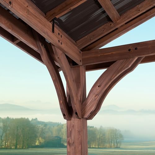 Cedar Wood Gazebo with Thermal Insulated Steel Roof B436
