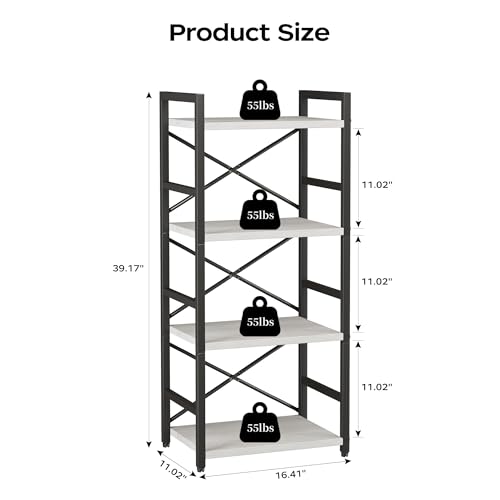 3 Tier Industrial Bookcase, Rustic Etagere Bookshelf for Living Room U5786