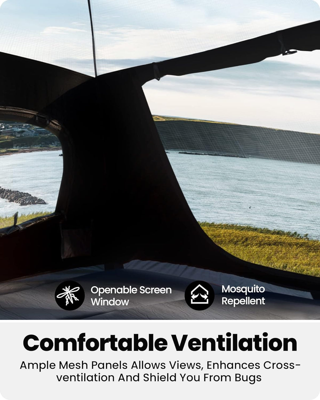 4/6 Person Instant Camping Tent with Dark Space Technology, Weatherproof Pop Up Cabin Tent M456