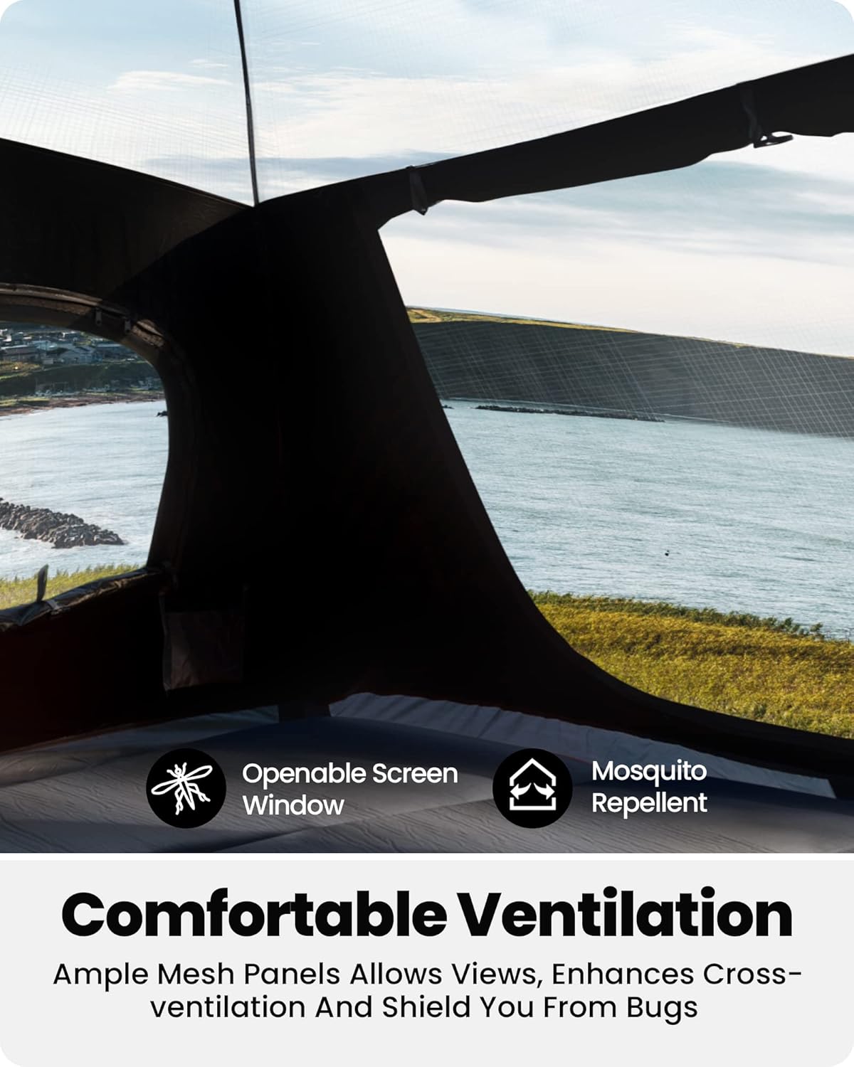 4/6 Person Instant Camping Tent with Dark Space Technology, Weatherproof Pop Up Cabin Tent M456