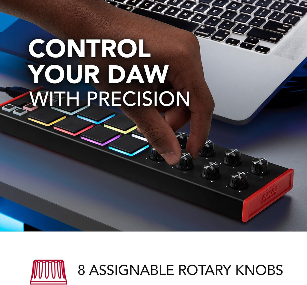 USB MIDI Keyboard with 25 Synth Keys and 8 RGB Drum Pads B657248