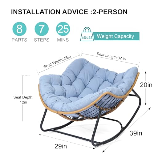 Oversized Patio Papasan Rocking Chair with Wicker Lounge G5657