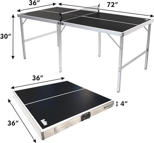 6 ft x 3 ft Portable Folding Ping Pong Table for Indoor Outdoor A180928
